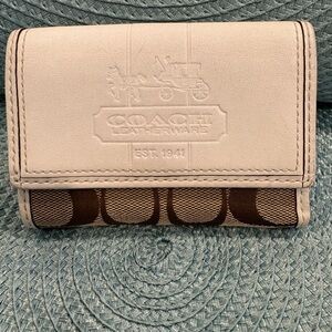 Coach Cream and Brown Leather Wallet